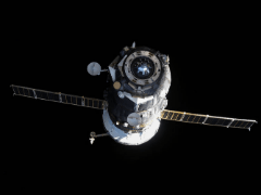 Russian Progress MS-10 shakes hands with International Space Station
